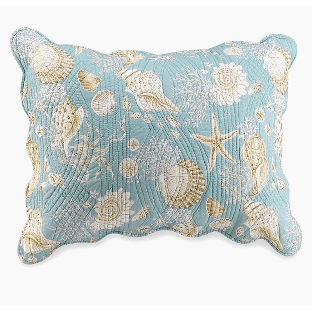 C&F Natural Shells Aqua Beach Pillow Shams Set of 2